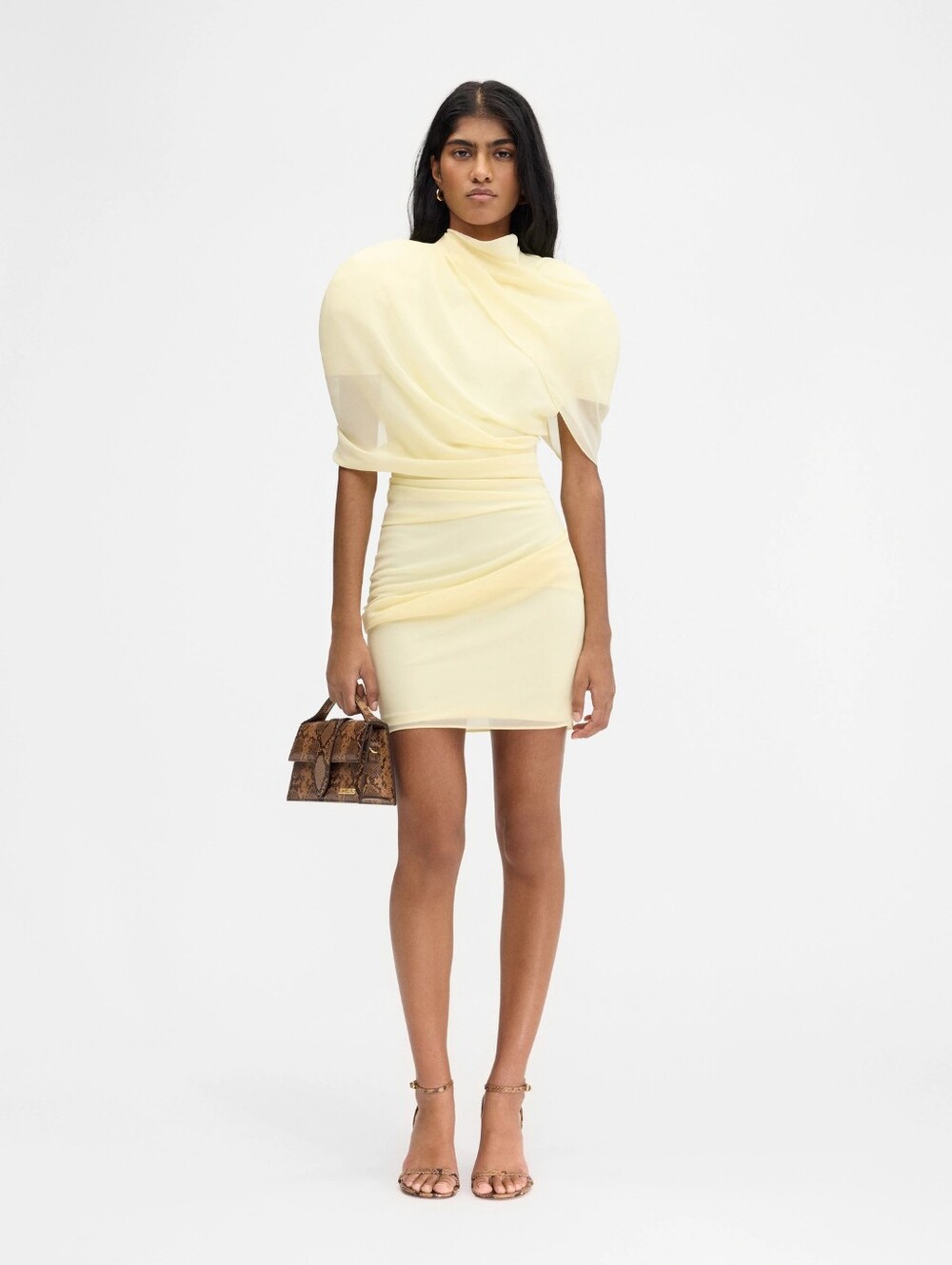 Jacquemus Women La Robe Castagna Mini Dress Butter Yellow Size 38 Medium